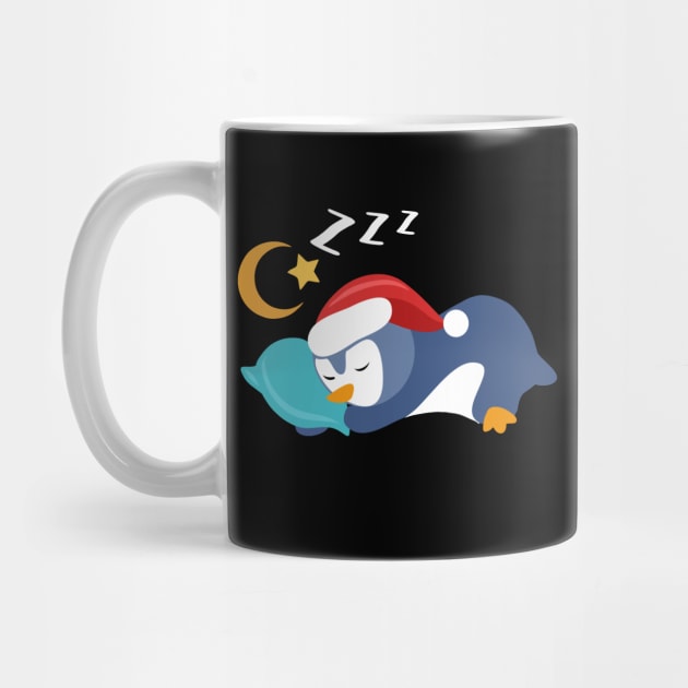 Adorable Christmas Baby Penguin Slepping Stars and the Moon by dnlribeiro88